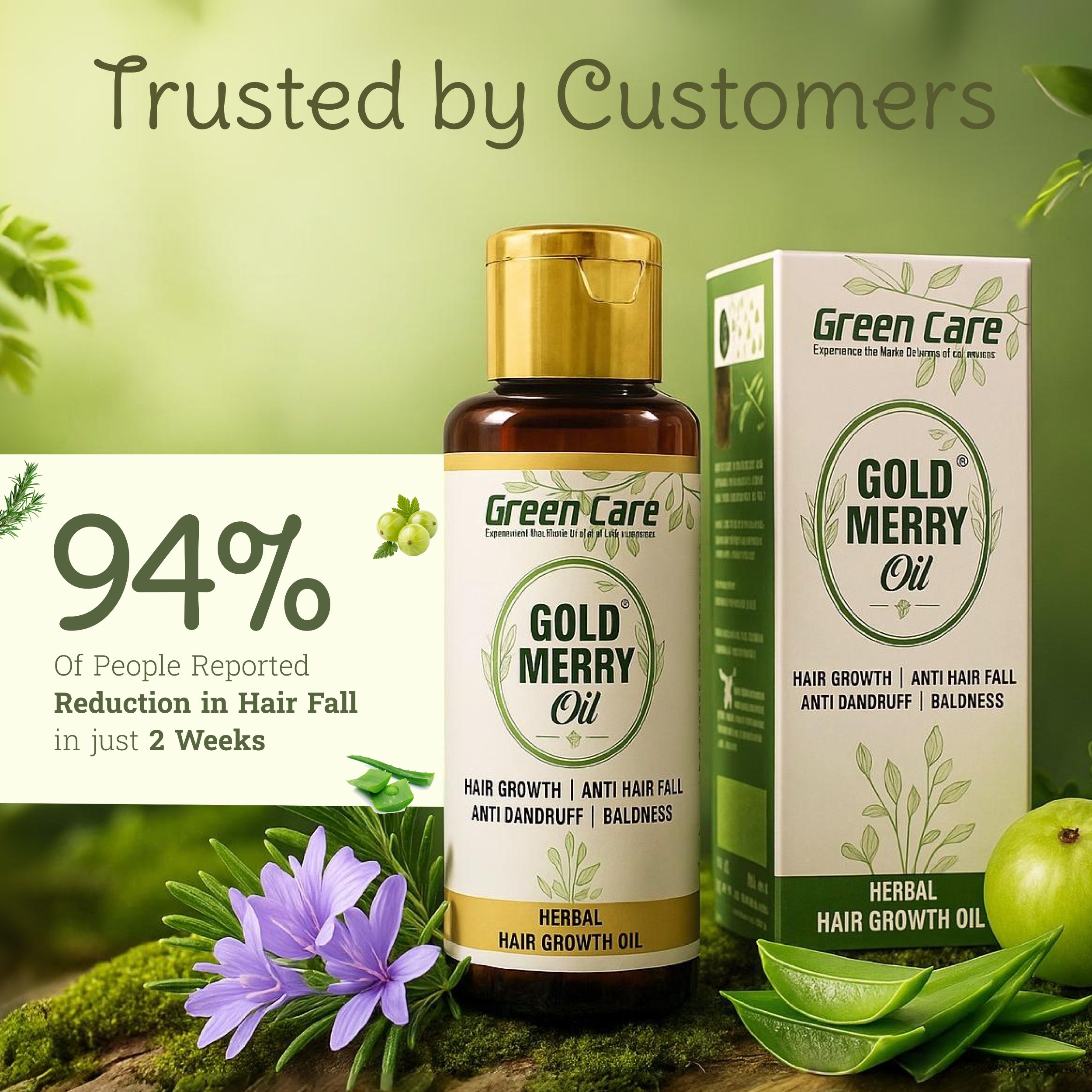 Gold Merry Herbal Hair Oil with 15 Herbs for Hair Fall Reduction & Regrowth Oil