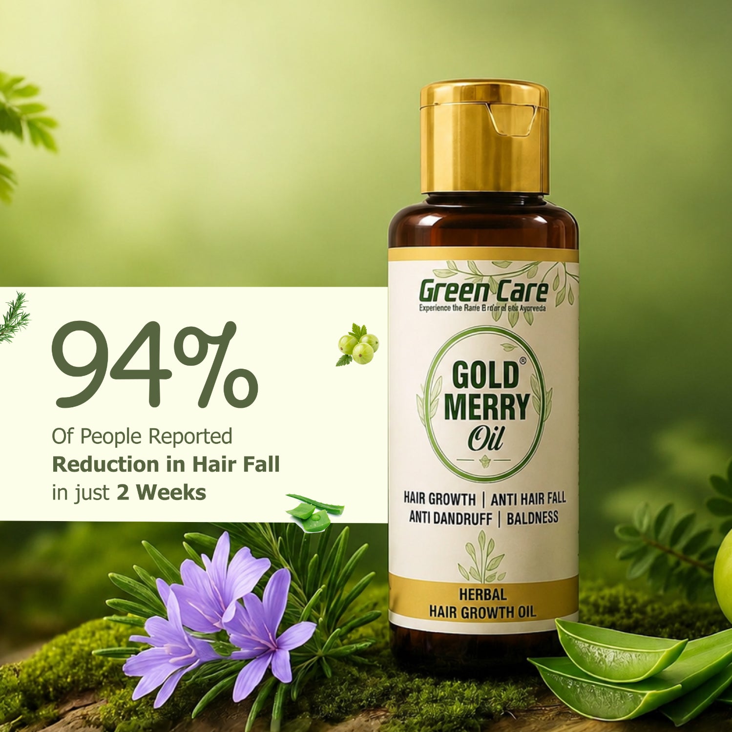 Gold Merry Herbal Hair Oil with 15 Herbs for Hair Fall Reduction & Regrowth Oil