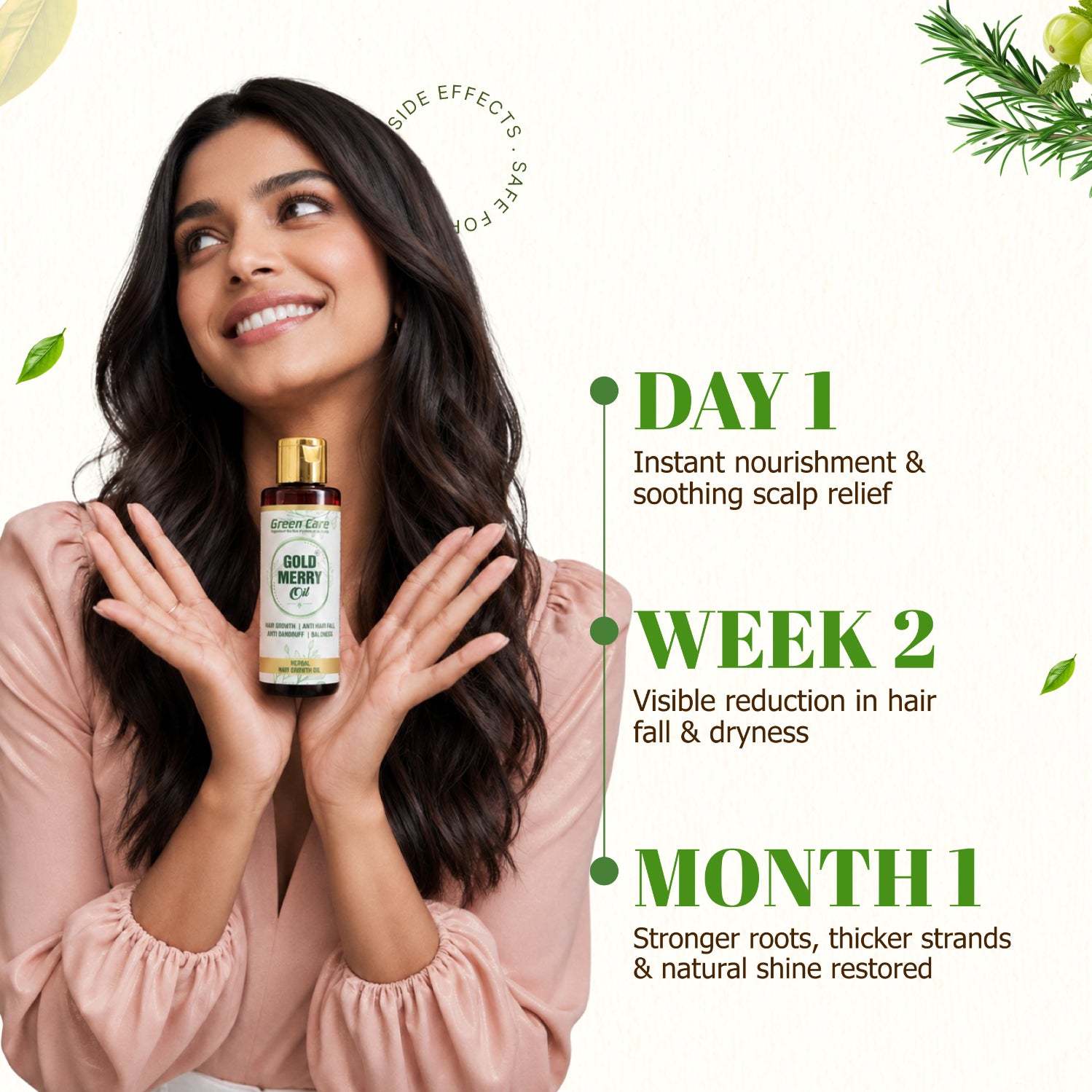 Gold Merry Herbal Hair Oil with 15 Herbs for Hair Fall Reduction & Regrowth Oil
